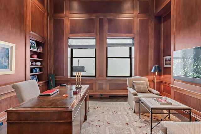 159 E Walton Pl Unit Ph, Chicago, IL 60611 - office space featuring built in shelves and a decorative wall