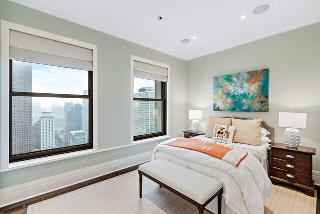 159 E Walton Pl Unit Ph, Chicago, IL 60611 - bedroom with baseboards, crown molding, and recessed lighting