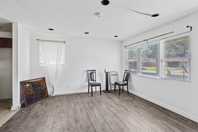 living area featuring hardwood / wood-style floors