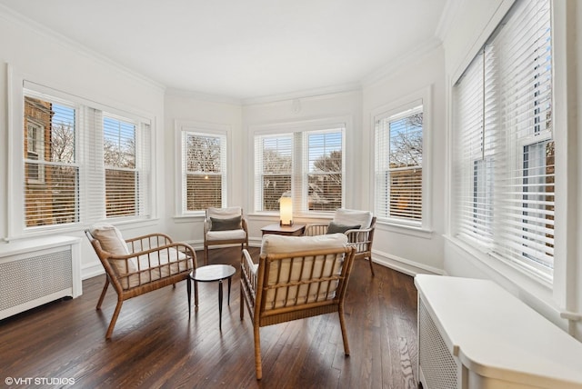 sunroom featuring radiator heating unit