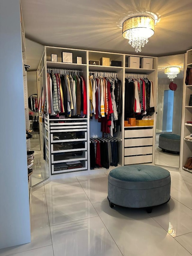36W461 Binnie Rd, Dundee, IL 60118 - spacious closet with a notable chandelier and light tile floors