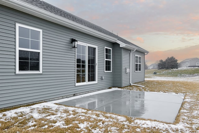 view of snow covered exterior