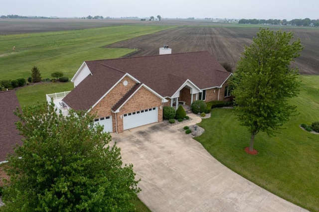 aerial view featuring a rural view