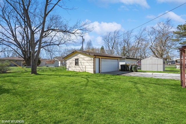 exterior space featuring an outdoor structure and a garage