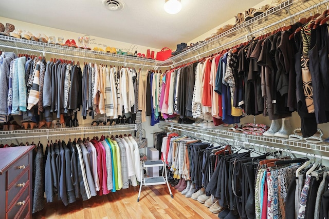 spacious closet with hardwood / wood-style floors