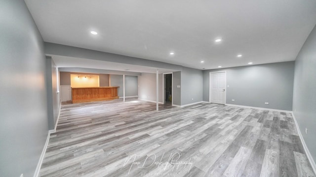 interior space with light hardwood / wood-style floors