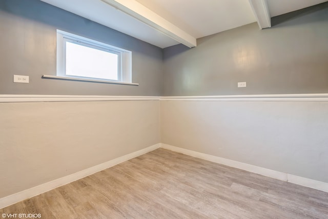 basement with light wood-type flooring