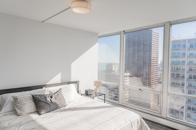 bedroom featuring expansive windows