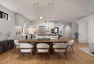 dining space with light wood-type flooring