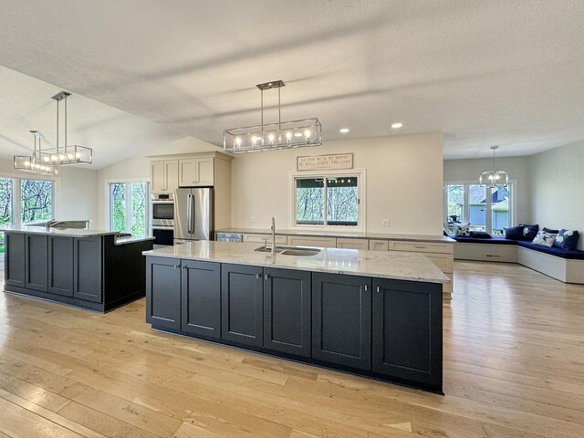 kitchen featuring light hardwood / wood-style floors, appliances with stainless steel finishes, and sink