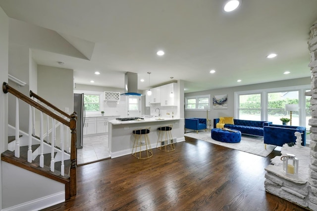 tiled living room with sink