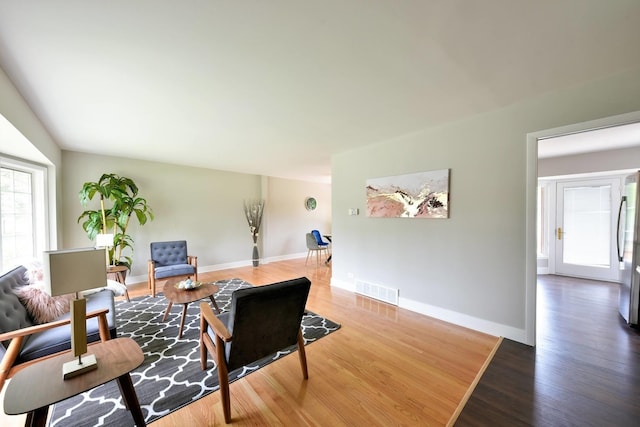 living room featuring light wood-type flooring