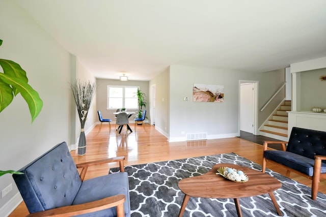 living room featuring light hardwood / wood-style floors