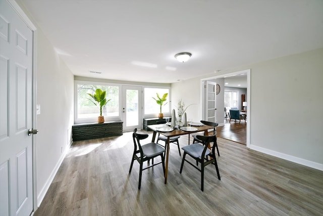 dining space featuring hardwood / wood-style flooring