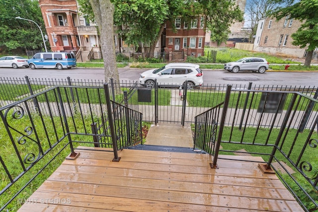 deck featuring a lawn