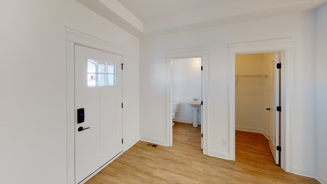 entryway featuring light wood-type flooring