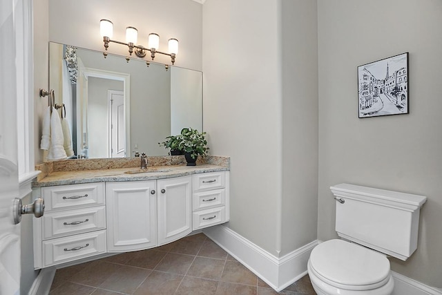 bathroom with tile patterned floors, vanity, and toilet