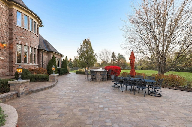 view of patio / terrace with an outdoor bar