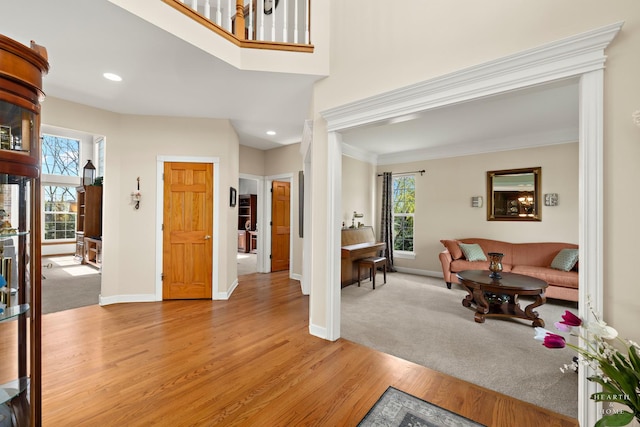 730 Fenview Cir, Algonquin, IL 60102 - foyer with light wood finished floors, baseboards, recessed lighting, and ornamental molding
