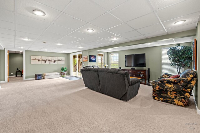 730 Fenview Cir, Algonquin, IL 60102 - living area with carpet, a paneled ceiling, recessed lighting, and baseboards