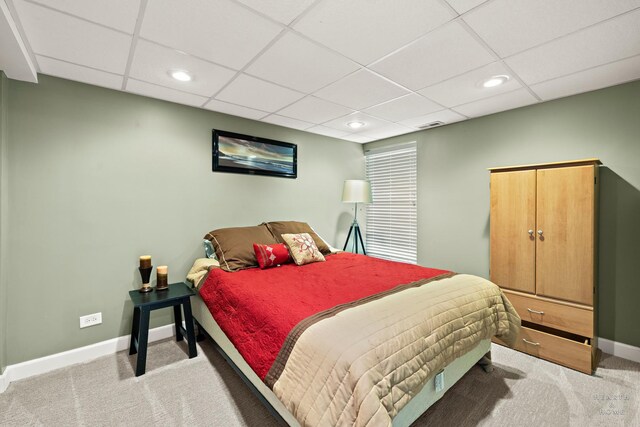 730 Fenview Cir, Algonquin, IL 60102 - bedroom featuring light carpet, baseboards, a drop ceiling, and recessed lighting