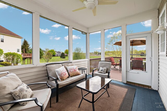 730 Fenview Cir, Algonquin, IL 60102 - sunroom / solarium featuring ceiling fan and an outdoor living space