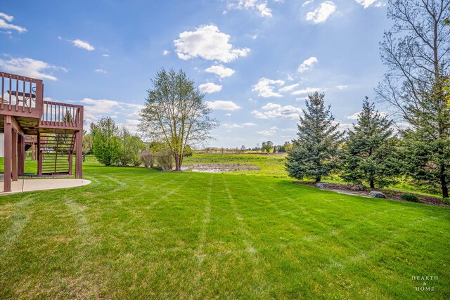 730 Fenview Cir, Algonquin, IL 60102 - view of grassy yard with stairs and a wooden deck