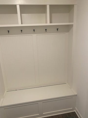 mudroom featuring dark hardwood / wood-style floors