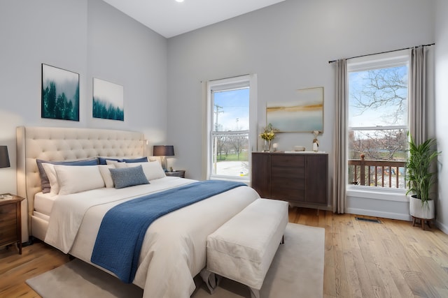 bedroom featuring light hardwood / wood-style floors