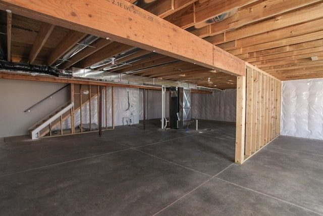 basement featuring heating utilities