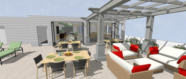 view of patio with a pergola and an outdoor living space