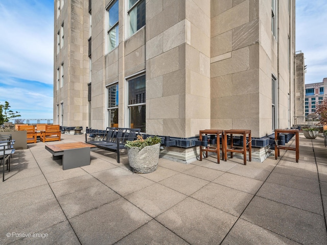 exterior space featuring outdoor lounge area and a patio area