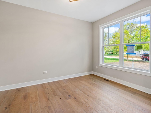 spare room featuring light hardwood / wood-style flooring