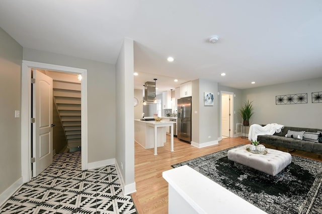 living room featuring light hardwood / wood-style floors