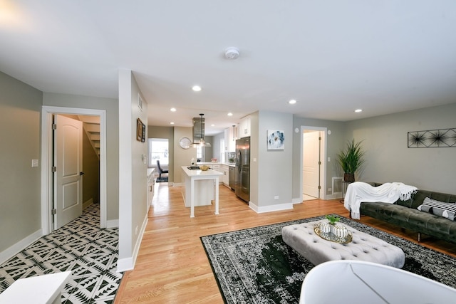 living room with light wood-type flooring