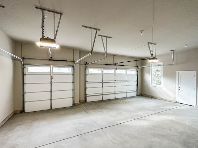 garage with a garage door opener