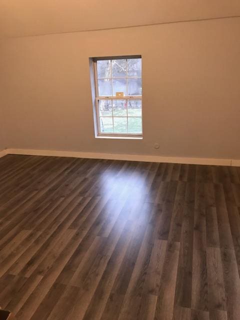 empty room with dark hardwood / wood-style floors