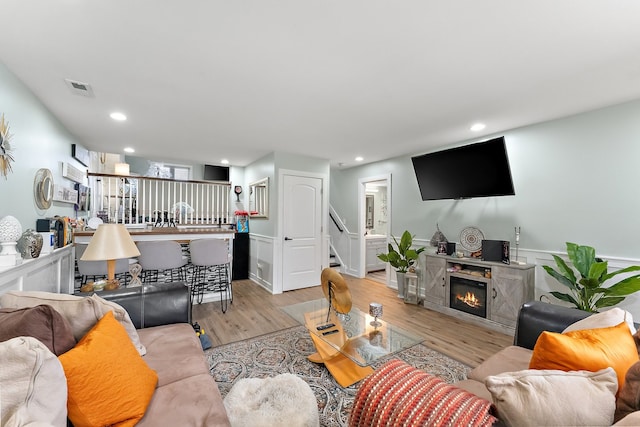 living room featuring light hardwood / wood-style flooring