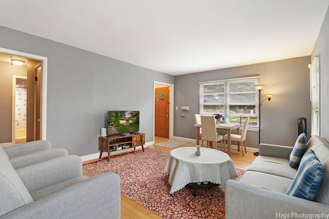 living room featuring light hardwood / wood-style flooring