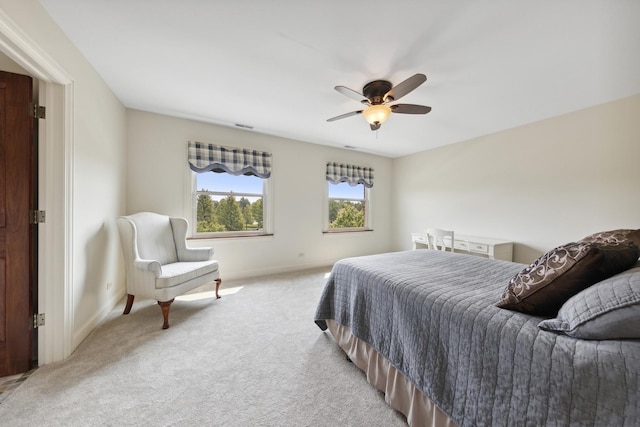 14040 Boxwood Ln, Orland Park, IL 60462 - bedroom featuring light colored carpet, visible vents, baseboards, and a ceiling fan