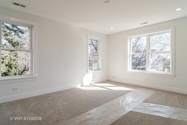 carpeted empty room with a healthy amount of sunlight