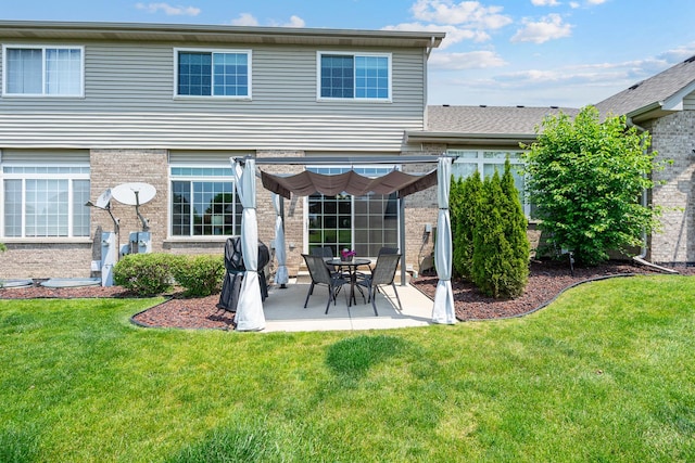 19154 Crescent Dr, Mokena, IL 60448 - rear view of house featuring brick siding, a lawn, and a patio area