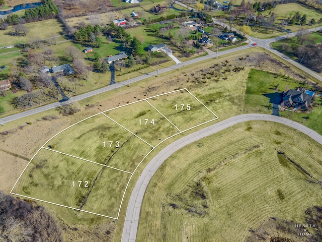 aerial view featuring a rural view