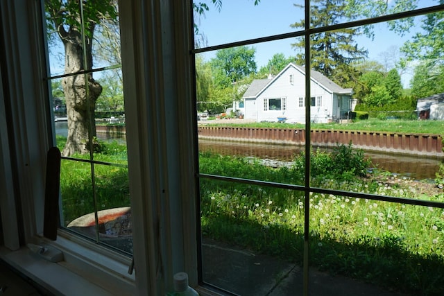 doorway featuring a water view