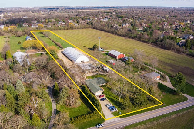 aerial view featuring a rural view