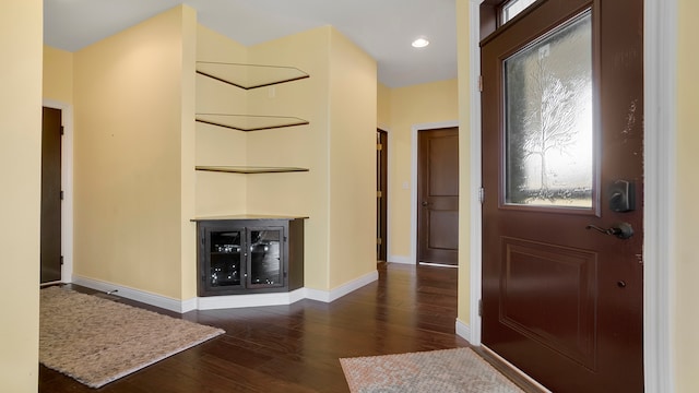 foyer entrance with dark wood-type flooring