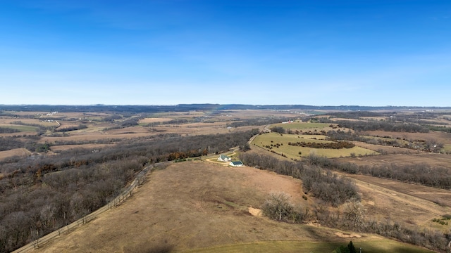 aerial view with a rural view