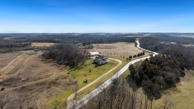 aerial view featuring a rural view