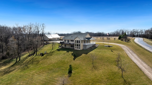 bird's eye view with a rural view