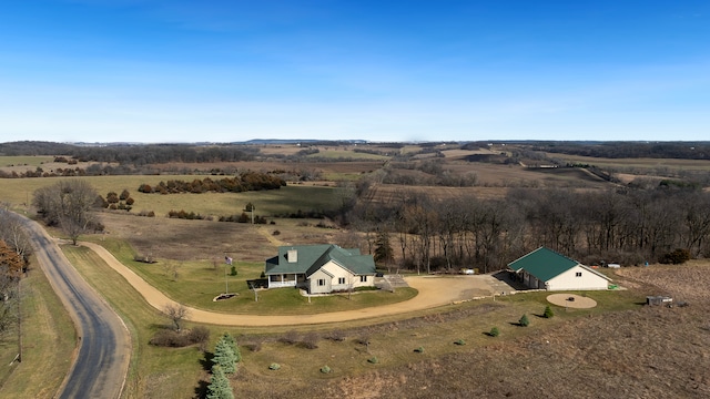 aerial view featuring a rural view